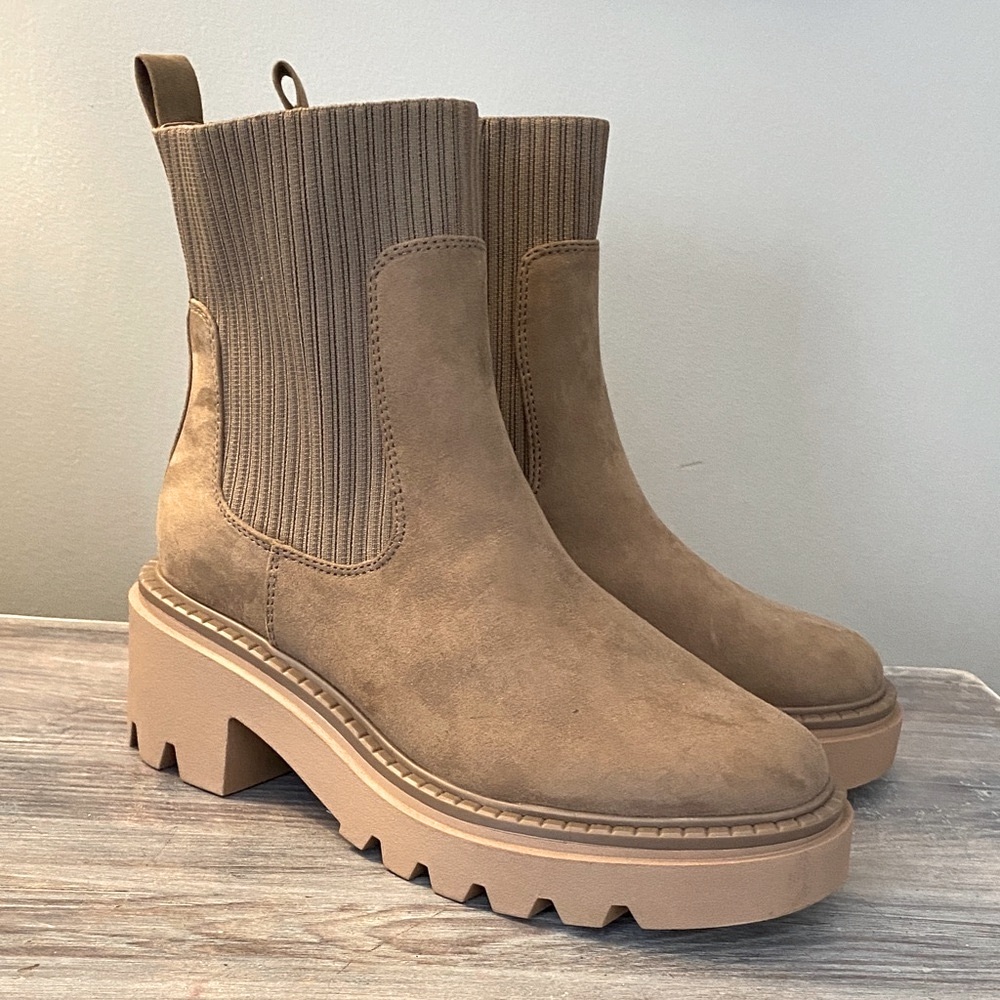 Taupe Comfy Heeled Ankle Booties